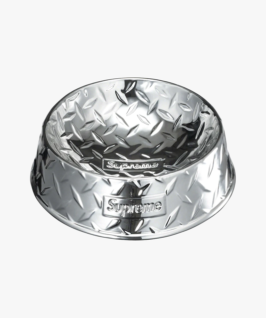 Supreme Diamond Plate Dog Bowl Silver - Funky Insole