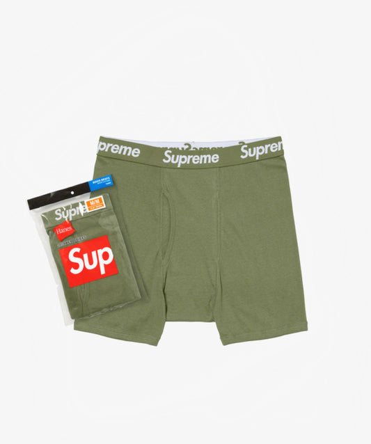 Supreme/ Hanes Boxer Briefs Olive (2 Pack) - Funky Insole