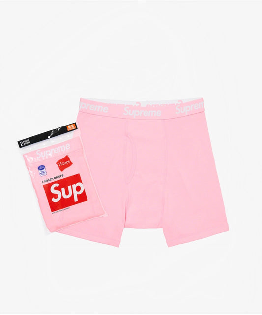 Supreme/ Hanes Boxer Briefs Pink (2 Pack) - Funky Insole
