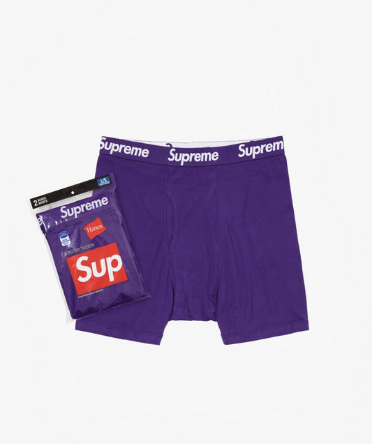 Supreme/ Hanes Boxer Briefs Purple (2 Pack) - Funky Insole